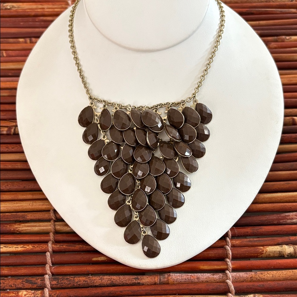 Chic Brown Teardrop Necklace 21”